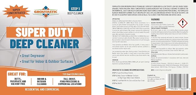 Super Duty Degreaser – Heavy Duty Tile & Grout Cleaner for Kitchens, Bathrooms & Floors – Removes Grease, Soap Scum & Deep Stains – Non-Corrosive Concentrate