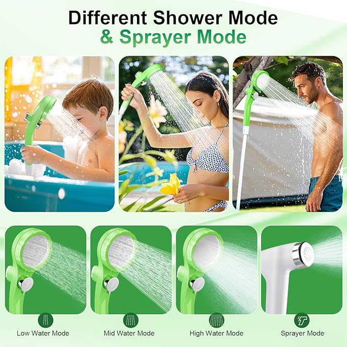 AUTOPkio Portable Camping Shower - Outdoor Camp Shower with Showerhead Sprayer & Rechargeable Battery Pump for Camping, Travel, Hiking, Car Washing, Pet Bath