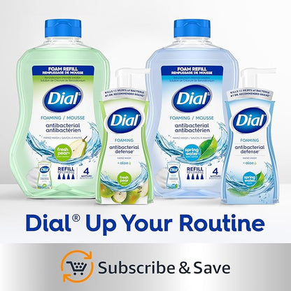 Dial Antibacterial Defense Foaming Hand Soap + Aloe, Spring Water Scent, 30 Fl Oz Hand Soap Refill (4 Pack), Dermatologist-Tested, Gentle on Skin