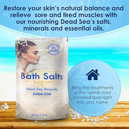 Natural Dead Sea Salt 100% Mineral-Rich Bath Soak, More Minerals Than Epsom Salt, Deep Relaxation, Detox, Exfoliates & Softens Skin, Helps Psoriasis, Eczema (10.5 oz, Jasmine)