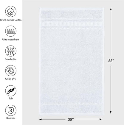 Melissa Linen, Bright White Bath Towels, Set of 2, 100% Turkish Cotton Bath Towels for Bathroom, Absorbent, Quick Dry, Durable and Soft Shower Towel, 28 in x 55 in, Spa and Hotel Quality