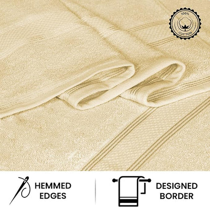 Casa Lino Bath Towel Set of 8 (2 Bath Towels, 4 Wash Cloths & 2 Hand Towels for Bathroom) - 100% Cotton - Highly Absorbent & Quick Dry - Guest Room Essentials for Bathroom Set - (Linen Brown)