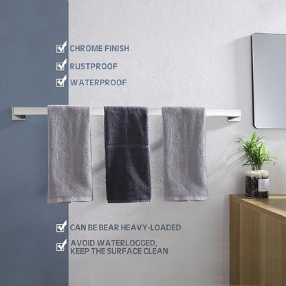 KOKOSIRI 36-Inch Single Towel Bar, Bathroom Kitchen Towel Holder, Wall Mounted SUS304 Stainless Steel Towel Rack, Polished Chrome, B4003CH-L36