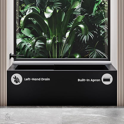 Voltaire 54 in. x 30 in. Acrylic Matte Black, Alcove, Integral, Left-Hand Drain, Apron Bathtub