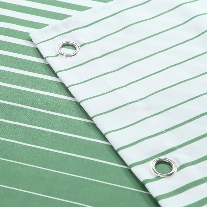 Green Shower Curtain, Sage Green and White Gradient Vertical Stripe Waterproof Polyester Shower Curtains for Bathroom, 72x72 Inches