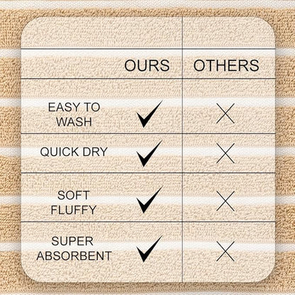 CASA COPENHAGEN Ecstatic 6 Pieces Towel Set- Beige, 600 GSM 2 Bath Towel 2 Hand Towel 2 Washcloth, Designed in Denmark Made of Soft Egyptian Cotton for Bathroom, Kitchen & Shower