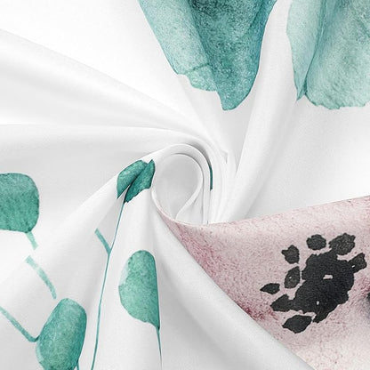 Gibelle Extra Long Shower Curtain 72 x 84, Watercolor Floral Fabric Shower Curtain, Teal Beige Flower Decorative Bathroom Shower Curtain Set