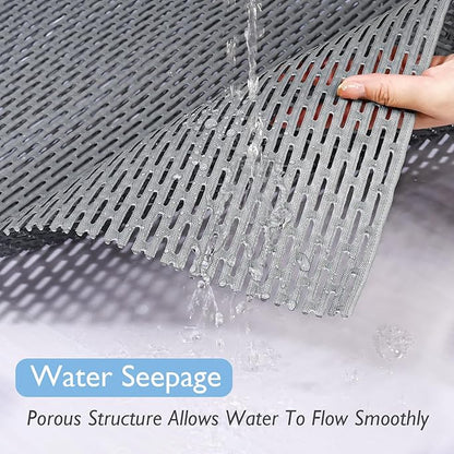 Extra Large Non-Slip Shower Mat, Fast-Dry PVC Bath Stall Tub Mat, Drain-Hole Design for Shower Stall Tub for Elderly/Kids, Non Slip Bath Mat Bathroom Safety Accessory, Gray 24"x16"
