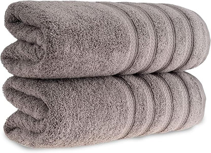 HALLEY Turkish 2 Pack Premium Bath Towels (2 Pieces) 650 GSM Highly Absorbent Super Soft 100% Cotton - 2 Bath Towels (Gray)