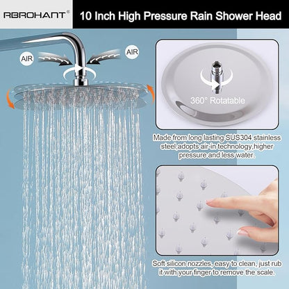 RBROHANT Outdoor Shower, Wall Mount Outdoor Shower Kit, Outside Shower Faucet with Height Adjustable Rain Shower and Handheld, Exposed Shower System for Pool, Wall Mounted, Polished Chrome, JK0146