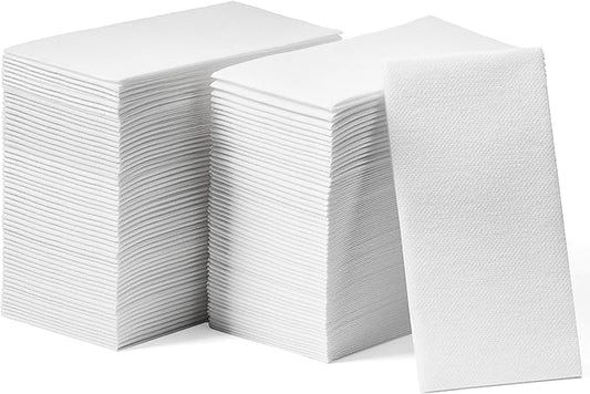 Disposable Linen-Feel Guest Towels [Pack of 300] - Disposable 8" x 17" Cloth-Like Hand Towels, Made In USA - Soft And Absorbent Paper Napkin For Kitchen, Bathroom, Party, Wedding, Or Event