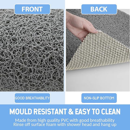 Non-Slip Bathtub Mat, Anti Slip Shower Mat, Fast Drying Bathtub Mats, Foot Scrubber Mat, Anti Slip Mat for Tub, Floor, Bathroom, Kitchen, Home, Hotel (Grey 71"×24")
