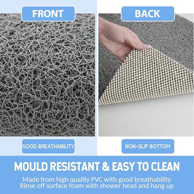 Non-Slip Bathtub Mat, Anti Slip Shower Mat, Fast Drying Bathtub Mats, Foot Scrubber Mat, Anti Slip Mat for Tub, Floor, Bathroom, Kitchen, Home, Hotel (Grey 47"×16")