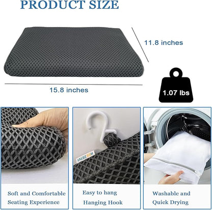 REEZEIVI Shower Seat Cushion with Non-Slip Silicone Bottom,Soft 4D Mesh Fabric,Bathtub Chair Pad for Elderly,Quick Drying and Washable Shower Seat Mat, Design for Elderly, Senior, Handicap,Disabled