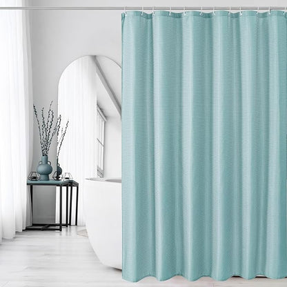 Gibelle Extra Long Shower Curtain 72 x 84, Tall Waffle Weave Textured Fabric Shower Curtain for Bathroom, Water Repellent, Machine Washable, Teal