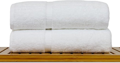 Luxury Hotel & Spa Collection Highly Absorbent, Quick Dry 100% Turkish Cotton 700 GSM, Eco Friendly Towel, for Bathroom Dobby Border Soft Bath Towel Set 27 X 54 (White, Bath Towels - Set of 2)