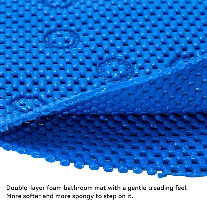 Double Layer Foam Non Slip Bathtub Mat 37x17in, More Comfortable and Thicker Tub Mat Than Ordinary Foam Shower Mat, Bath Mat for Tub with Suction for Comfort and Safety (Royal Blue, 36'' x 17'')