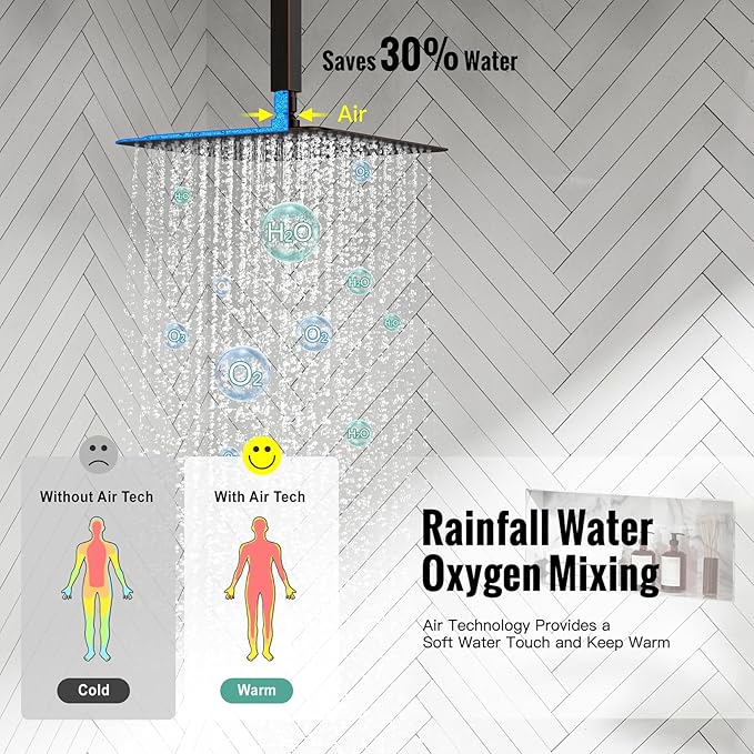 SR SUN RISE 12 Inch Oil Rubbed Bronze Shower System Brass Bathroom Luxury Rain Mixer Shower Combo Set Ceiling Mounted Rainfall Shower Head System Faucet Trim Repair Kits with Rough-In Valve and Trim