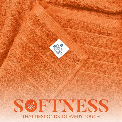 DAN River Extra Large Bath Towels Set of 4, 30 x 60 Inches - 100% Cotton Larger & Lighter Weight Towels for Bathroom - Quicker to Dry, Super Soft & Highly Absorbent Towels for Home, Orange