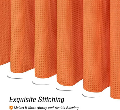 Gibelle Burnt Orange Shower Curtain, Waffle Weave Textured Fabric Shower Curtain for Bathroom - Soft Cloth & Hotel Spa Luxury, Water Repellent, Machine Washable, 72X72, Burnt Orange