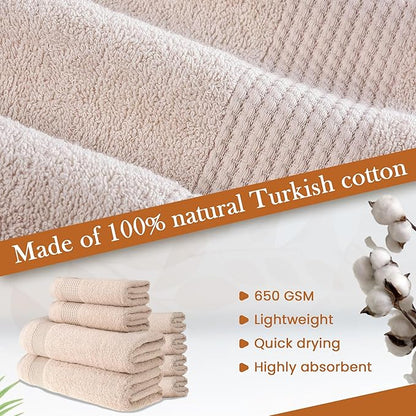 HALLEY Turkish Cotton Towels (Set of 8) 2 Bath Towels 2 Hand Towels 4 Washcloths, Super Soft Highly Absorbent 100% Cotton Towels for Bathroom and Kitchen for Mother’s Day (Ivory White)