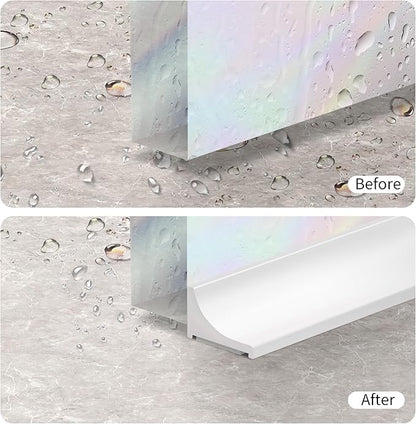 98Inch Shower Threshold Water Dam, Self-Adhesive Silicone Shower Barrier Water Stopper Shower Door Bottom Seal Strip Shower Splash Guard for Bathroom Kitchen Bathtub