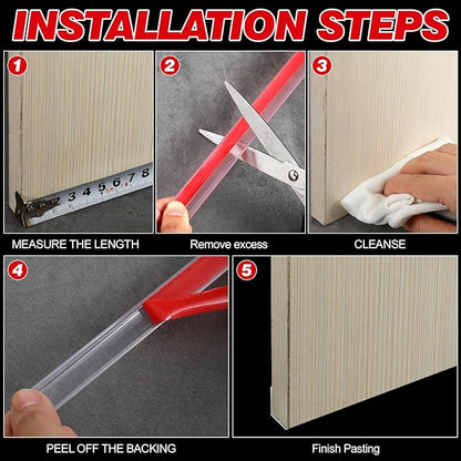 2 Pcs 1/2'' x 36'' Long Clear Vinyl L-Type Seal Strip with Pre-Applied Self Adhesive Threshold Water Dam Barrier Bathroom Glass Shower Door Seal Strip for Gap Frameless Shower Door