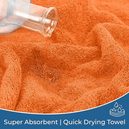 DAN RIVER 100% Ring Spun Cotton 3-Piece Towel Set, Orange, Bath Towel, Hand Towel and Washcloths, 550 GSM - Soft, Absorbent Quick Dry Cotton Towels for Bathroom, Spa, and Gym