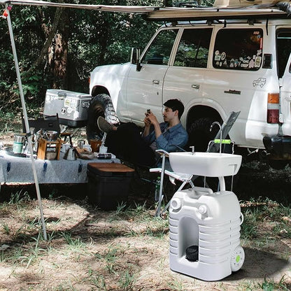 Yescom 45L Portable Sink Hand Wash Station with Foot Pump & Wheel 12Gallon Camping Sink with Soap Dispenser for Washing Hands, Fruits Ideal for RV Travel Outdoor Picnic Barbecue Party Food Booth