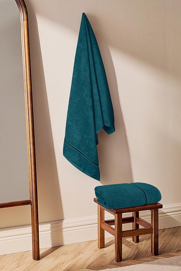 MyOwn Cotton 2 Pack Oversized Bath Towel Set 28x55 inches, Large Bath Towels, Ultra Absorbant Compact Quickdry & Lightweight Towel, Ideal for Gym Travel Camp Pool - Teal