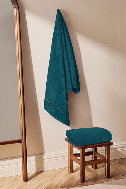 MyOwn Cotton 2 Pack Oversized Bath Towel Set 28x55 inches, Large Bath Towels, Ultra Absorbant Compact Quickdry & Lightweight Towel, Ideal for Gym Travel Camp Pool - Teal