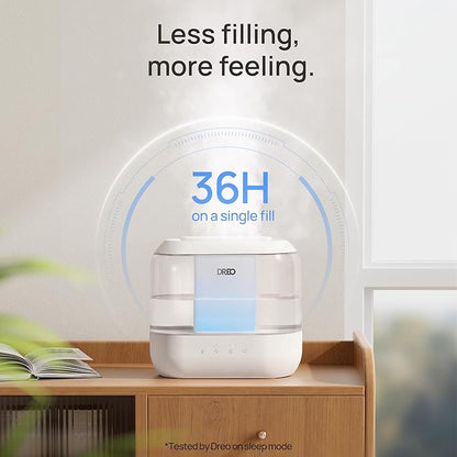 Dreo Humidifiers for Bedroom, 4L Top Fill for Large Room, 36H Runtime, 28 dB Quiet Supersized Cool Mist Air Humidifier for Baby Nursery, Plants, Indoor, Night Light, Easy to Clean & Fill, White