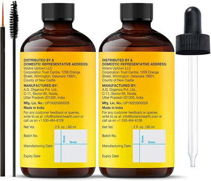 Botanic Hearth Vitamin E Oil (Glass Bottle 2 Fl Oz Set of 2) | 100% Pure and Natural Oil for Growth of Nails, Hair, Eyebrows & Eyelashes | 35,000 Iu | Hair & Body Oil with Eyebrow & Eyelash Brush