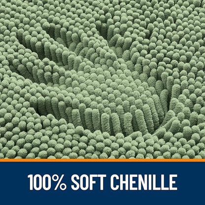 OLANLY Toilet Rugs U-Shaped 20x20, Extra Soft Absorbent Chenille Contour Bathroom Rugs for Toilet, Dry Quickly, Machine Washable, Non-Slip Bath Mat, Sage Green