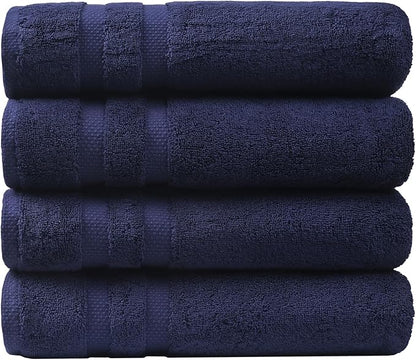 SOFE H&L | Olea Luxury Cotton Turkish Bath Towels Set of 4 Navy Blue | Premium, Soft, Durable, Absorbent | Hotel Quality Plush Towels and Thick Towel Sets