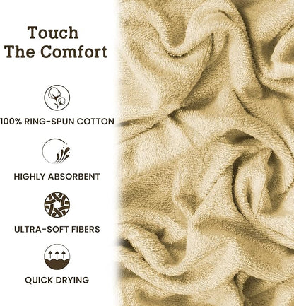 Casa Lino Face Towels & Body Wash Cloths for Showering - 100% Cotton Wash Cloths for Bathroom - Highly Absorbent & Quick Drying Washcloth Set - Cotton Washcloths 24 Pack (12" x 12") - (Linen Brown)