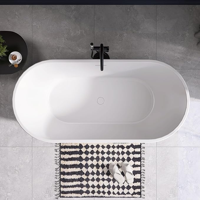 67" Acrylic Free Standing Tub, Stand Alone Tub, Freestanding Bathtub, Soaking Bathtub, cUPC Certified, SW(Glossy White)