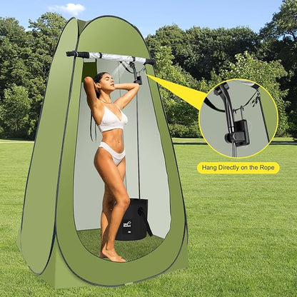 Portable Hot Shower Tent for Camping,Pop Up Privacy Tent with Rechargeable Camping Shower with 2000w Immersion Water Heater
