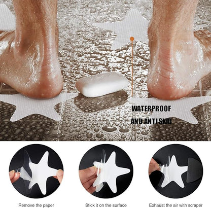 Anti Slip Shower Stickers 24 PCS Safety Bathtub Strips Adhesive Decals with Premium Scraper(White Star)