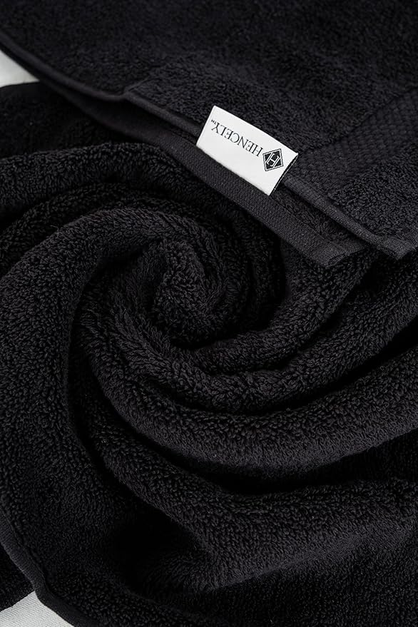 Hencely Premium 6-Pack Washcloths 12x12 Inches Soft Turkish Cotton High Absorbent and Quick Dry Dishtowel for Kitchen and Bath (Wash Cloth 6 Pack, Black)