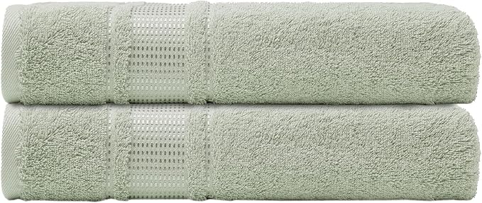 Melissa Linen, 2 Pack Bath Towels 100% Turkish Cotton Towels for Bathroom, Absorb Water, Quick Dry, Soft Shower Towel, 28 x 55 inches, Spa and Hotel Quality, Mint Green