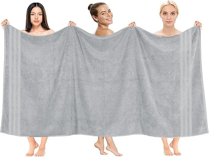 DAN RIVER 2 Pack Luxury Bath Sheets 35x70, 600 GSM, Soft & Quick Dry 100% Ring Spun Cotton Towels Ideal for Hotels, Spas, Gyms & Salons Extra Large, Silver