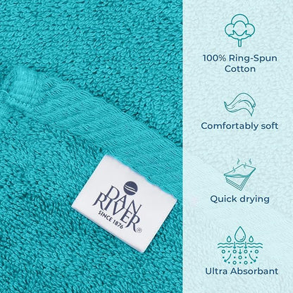 DAN RIVER Pack of 1 Bath Sheet 40x80 Inches, Jumbo Bath Sheets for Adults, Thick and Absorbent Large Towels - Aqua