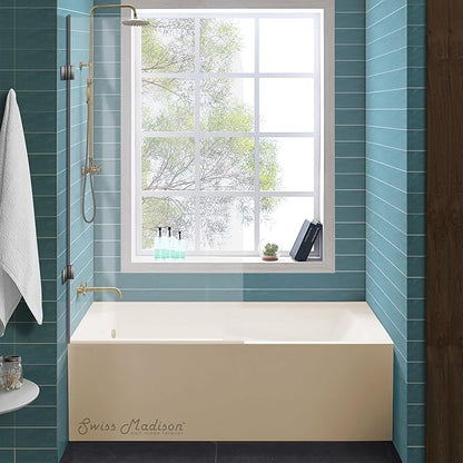 Voltaire 60" X 32" Left-Hand Drain Alcove Bathtub with Apron in Bisque