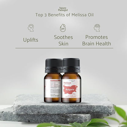 Melissa Essential Oil - Direct from Bulgarian Sustainable Farms - Steam Distilled - Aceite Toronjil for Aromatherapy, Massage, Diffuser, DIY Candle and Soap Making - 5ml