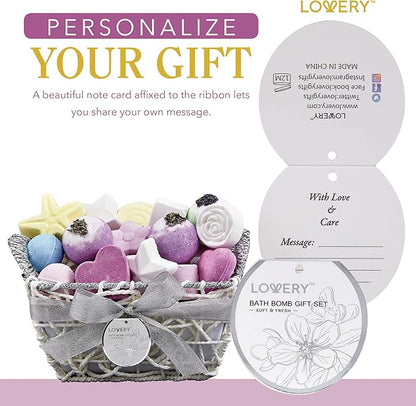 Christmas Bath Bombs Gift Set for Women, 17 Large Bath Fizzies in Assorted Colors, Shapes & Scents,Bath and Body Spa Set with Shea & Coco Butter–Ultra Rich Spa Set in Handmade Weaved Basket
