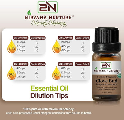 Clove Bud Essential Oil USDA Certified Organic, 100% Pure Natural Premium Grade, Undiluted