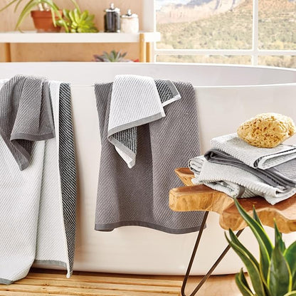 Wellbe 4-Piece Towel Set - Quick Dry, Absorbent, Soft, 2 Bath, 2 Hand, Grey