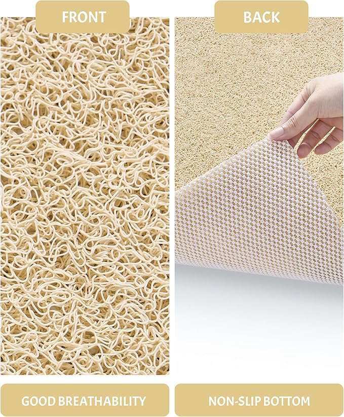 Beige Non Slip Square Shower Mat 24x24 Inch for Bathtub and Shower, Anti Slip Bath Mat for Textured Surfaces, Loofah Foot Scrubber, Safety Mat for Walk in and Stand Up Showers, Quick Drying