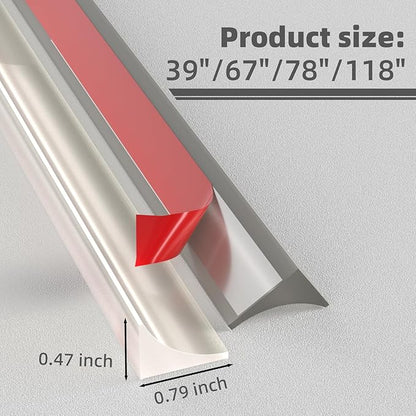 118"Shower Threshold Water Dam Barrier,Shower Dam Water Stopper for Frameless Shower Door Bottom,Silicone Sink Splash Guard for Kitchen Bathroom,Corner Shower Water Guard for Bathtub,Transparent